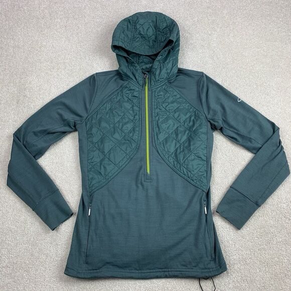 Icebreaker Merino Wool Hybrid Hoodie Quilted Puffy Green Jacket Medium - Picture 1 of 16